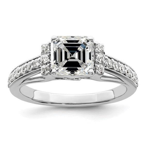 Round & Asscher Genuine Diamond Ring With Accents Jewelry 3.50 Carats