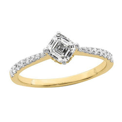 Round & Asscher Genuine Diamond Solitaire Ring Tapered Shank 3.25 Carats