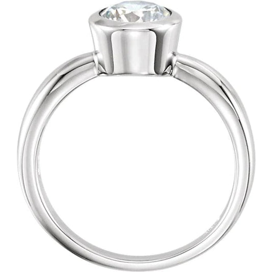 Round Bezel Set Solitaire Engagement Ring Genuine 1.25 Carats