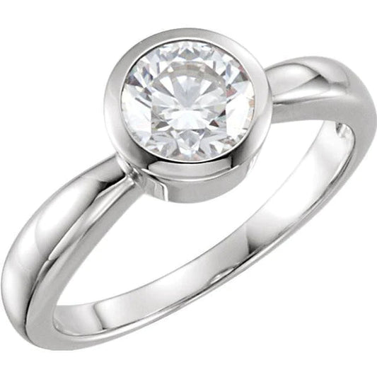 Round Bezel Set Solitaire Engagement Ring Genuine 1.25 Carats