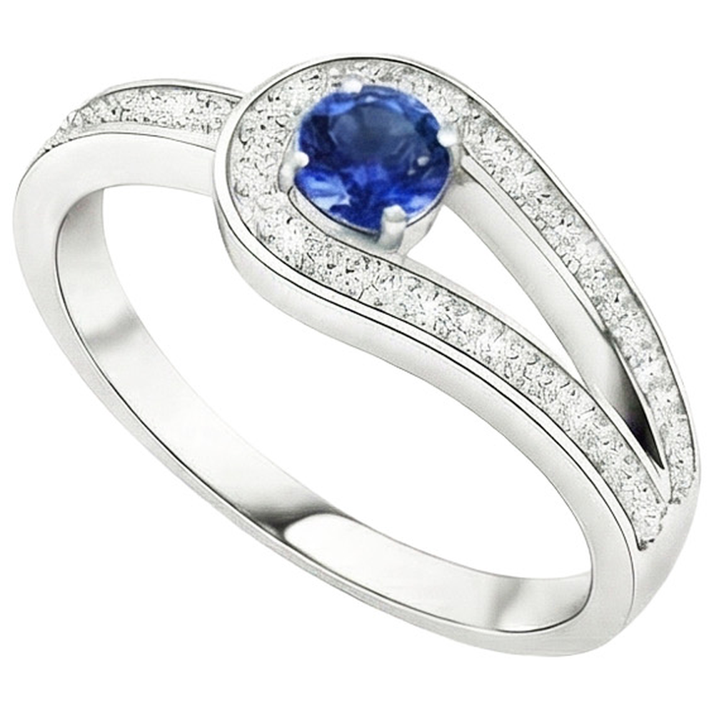 natural round sapphire 1.50ct ring top view