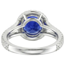 Round Blue Sapphire & Halo Natural Earth Mined Diamond Engagement Ring 10 Carats New