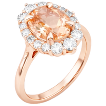Round Brilliant Cut 15 Ct Morganite And Natural Earth Mined Diamonds Ring 14K Rose Gold