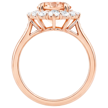 Round Brilliant Cut 15 Ct Morganite And Natural Earth Mined Diamonds Ring 14K Rose Gold