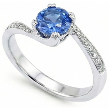 Round Brilliant Cut 2.50 Ct Sri Lanka Sapphire Natural Earth Mined Diamond Ring White Gold