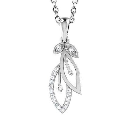 Round Brilliant Cut 2 Carats Genuine Diamonds Pendant Necklace White Gold 14K