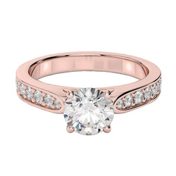 Round Brilliant Cut 3.40 Carats Natural Diamond Engagement Ring Rose Gold 14K