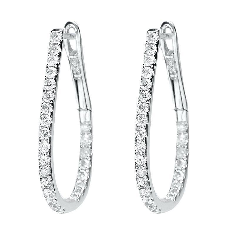 Round Brilliant Cut 4 Carats F Vvs1 Natural Diamonds Hoop Earrings