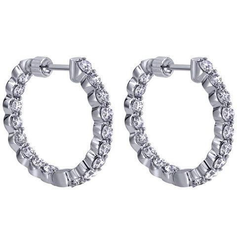 Round Brilliant Cut 4.10 Ct Natural Diamonds Lady Hoop Earrings Gold White