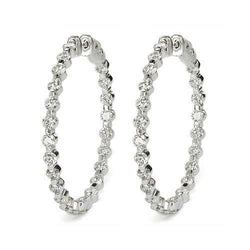 Round Brilliant Cut 4.50 Ct Real Diamonds Ladies Hoop Earrings 14K Gold