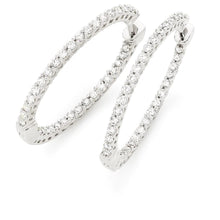 Round Brilliant Cut 4.50 Ct Real Diamonds Lady Hoop Earrings Gold 14K New