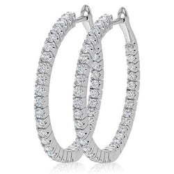 Round Brilliant Cut 4.90 Carats Real Diamonds Lady Hoop Earrings Gold 14K