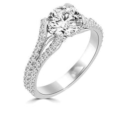 Round Brilliant Cut 5 Carats Natural Diamonds Ring Split Shank White Gold 14K