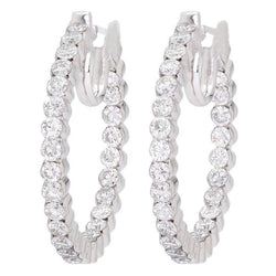 Round Brilliant Cut 5.60 Ct Natural Diamonds Women Hoop Earrings White Gold