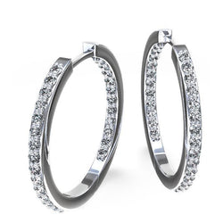 Round Brilliant Cut 5.80 Carats Natural Diamonds Lady Hoop Earrings Gold 14K