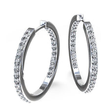 Round Brilliant Cut 5.80 Carats Natural Diamonds Lady Hoop Earrings Gold 14K
