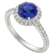Round Brilliant Cut 6.75 Ct Tanzanite And Natural Earth Mined Diamonds Ring Gold White