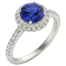 Round Brilliant Cut 6.75 Ct Tanzanite And Natural Earth Mined Diamonds Ring Gold White