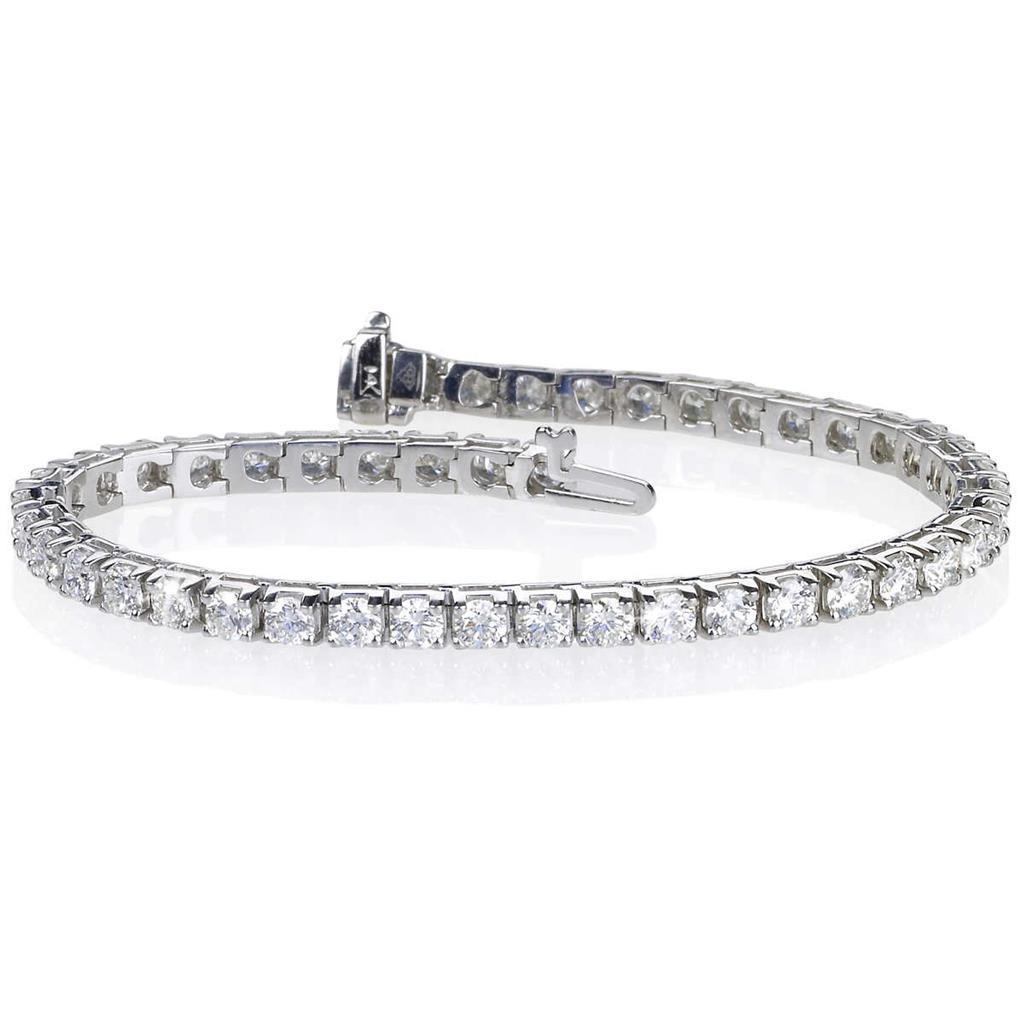 Round Brilliant Cut Genuine Diamond 8.10 Carats Tennis Bracelet 14K White Gold