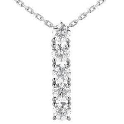 Round Brilliant Cut Genuine Natural Earth Mined Diamond Five Stone Necklace Pendant 2.5 Ct. WG 14K