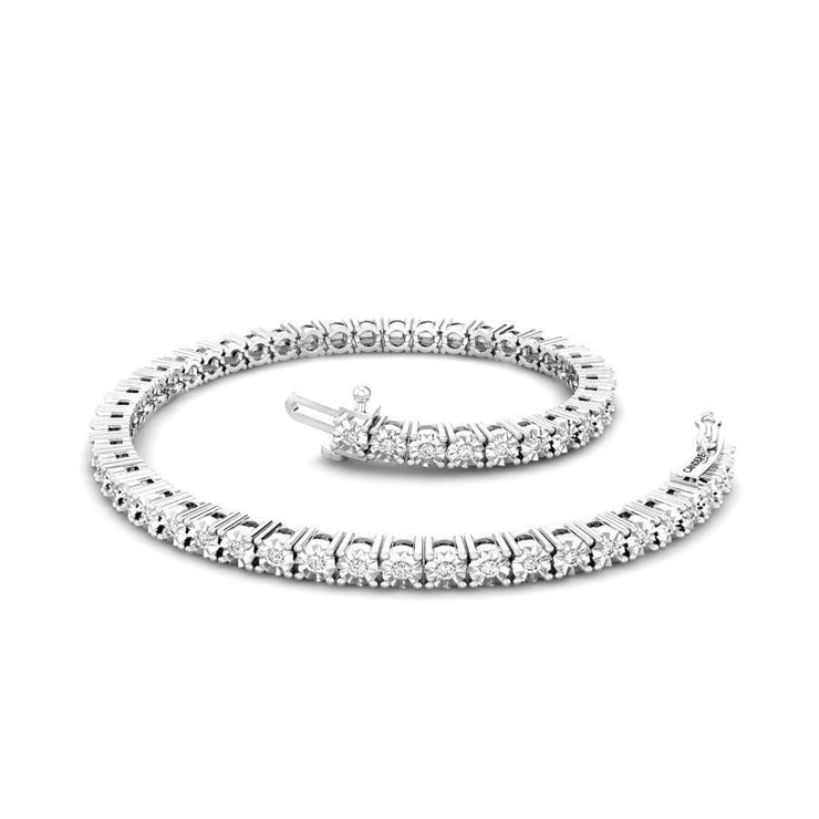 Round Brilliant Cut Genuine Diamond Tennis Bracelet Solid Gold White 3 Ct