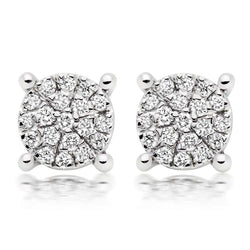 Round Brilliant Cut Natural 3.80 Carats Diamond Women Stud Halo Earrings