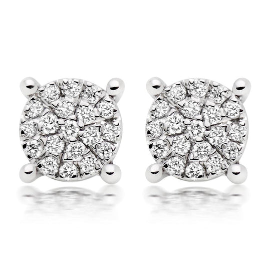 Round Brilliant Cut Natural 3.80 Carats Diamond Women Stud Halo Earrings