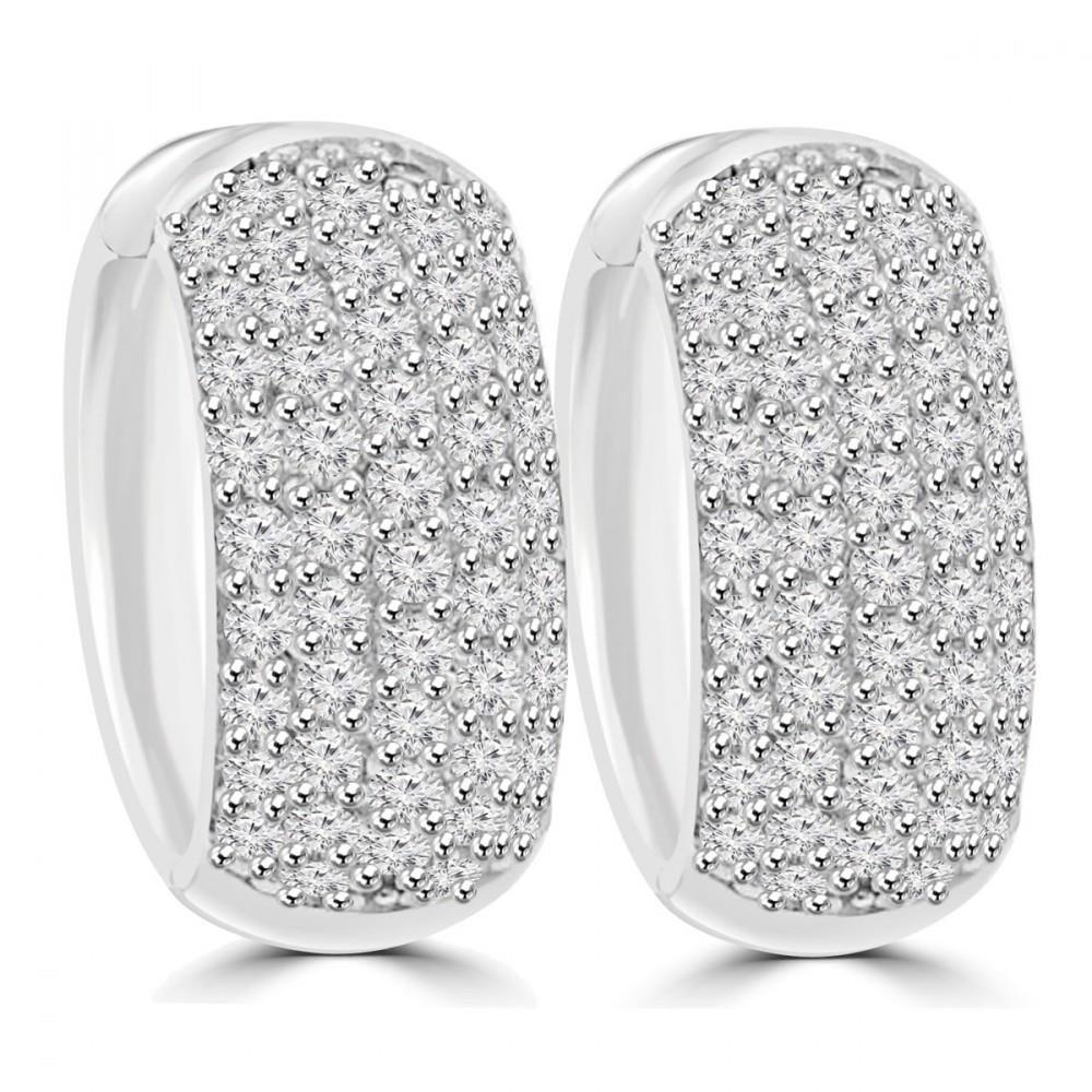 Round Brilliant Cut Natural 5.00 Ct Diamonds Ladies Hoop Earrings White Gold
