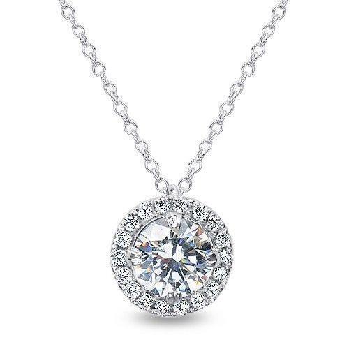 Round Brilliant Cut Natural Diamond Necklace Pendant 1.68 Carat White Gold 14K