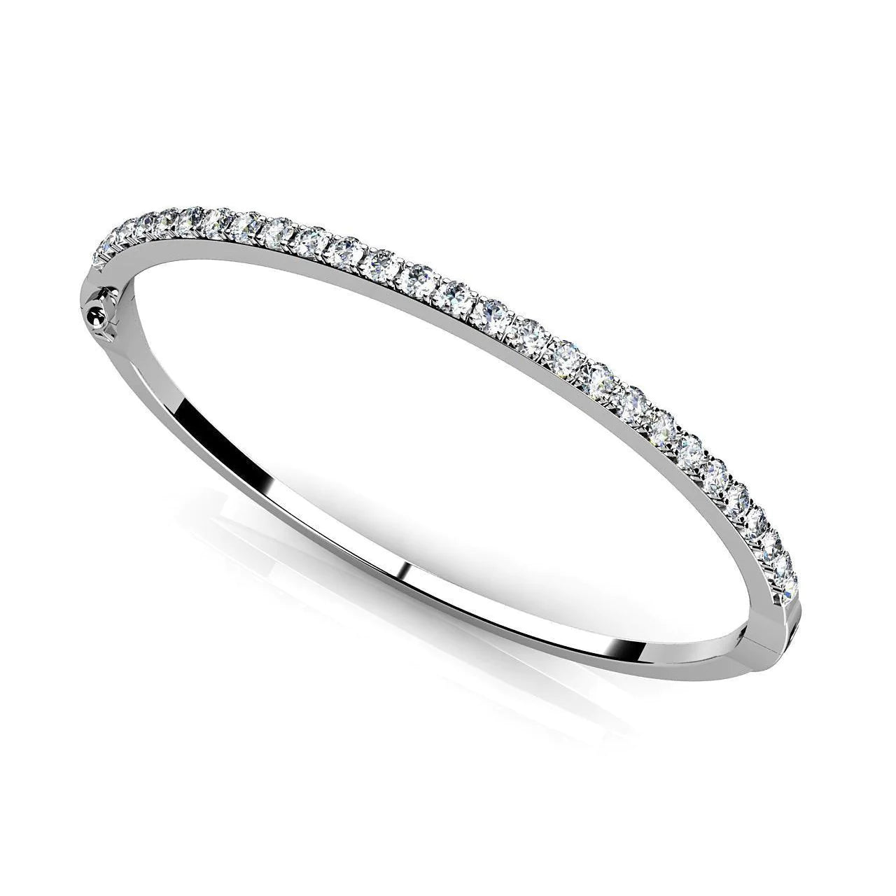 Round Brilliant Cut Real Diamond Bangle 4.30 Carats Gold Jewelry