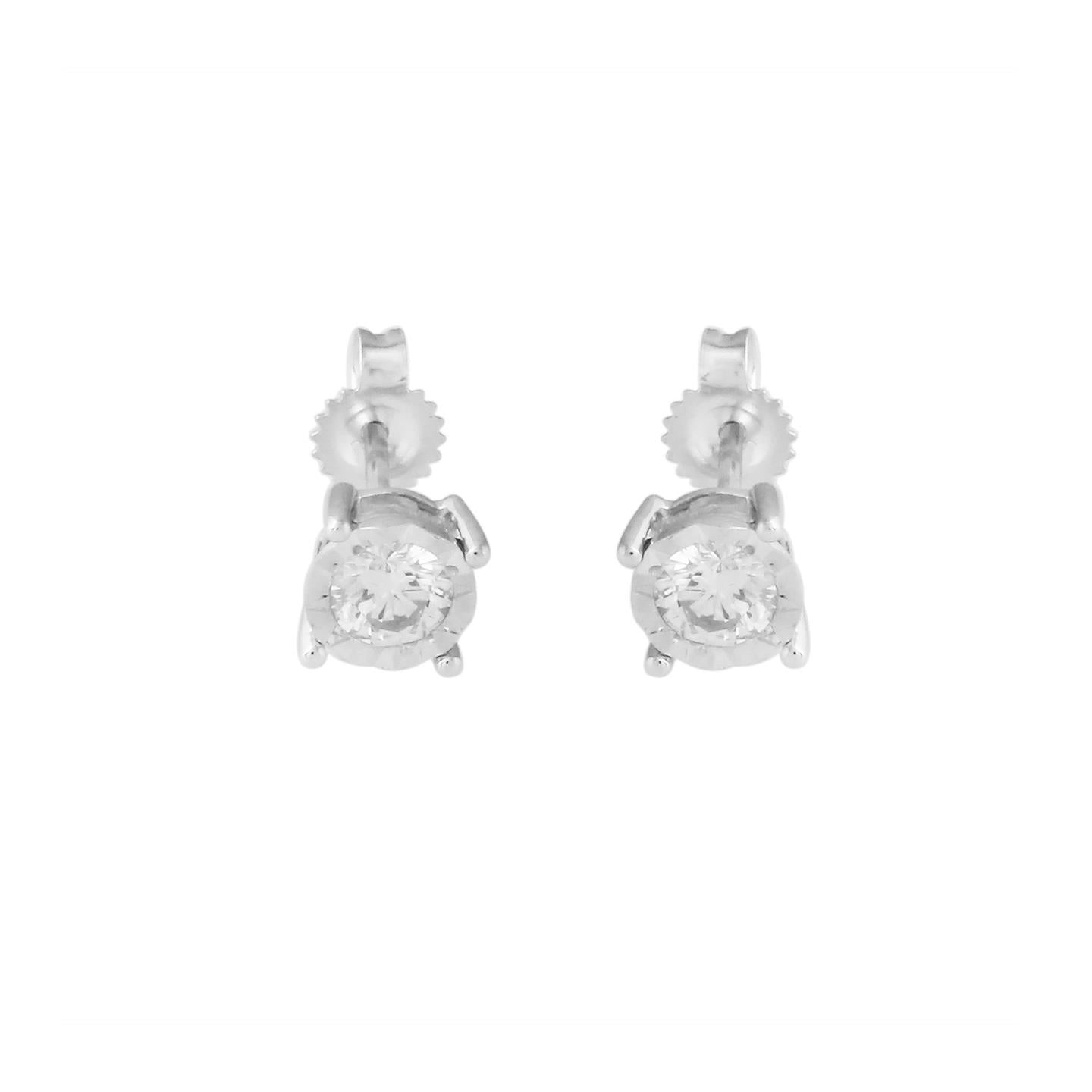 Round Brilliant Cut Real Diamond Ladies Stud Earrings 3 Carat WG 14K