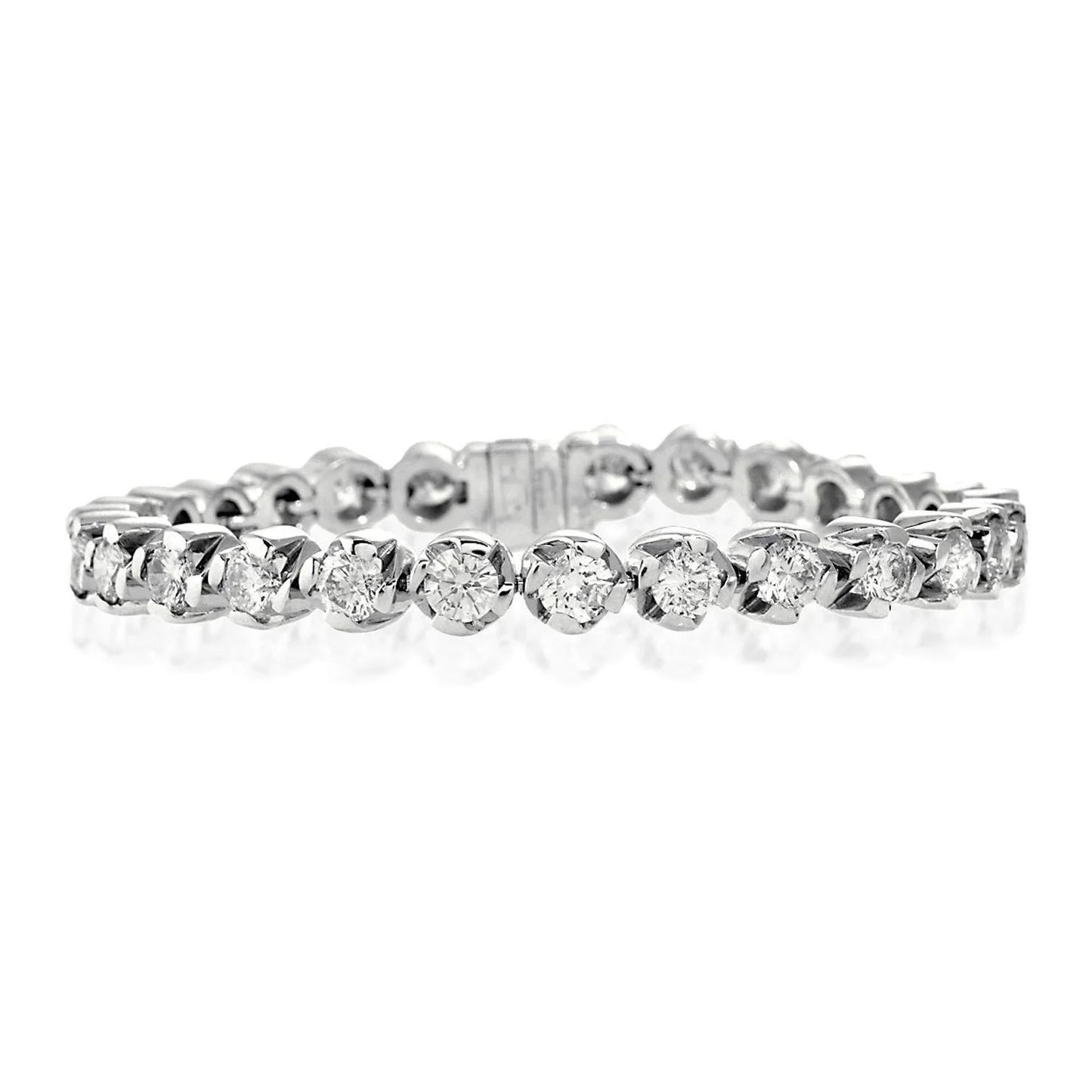 Round Brilliant Cut Real Diamond Ladies Tennis Bracelet White Gold 6.75 Ct.