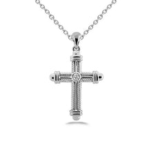 Round Brilliant Cut Real Diamond Pendant Cross Necklace 1.0 Carat WG 14K