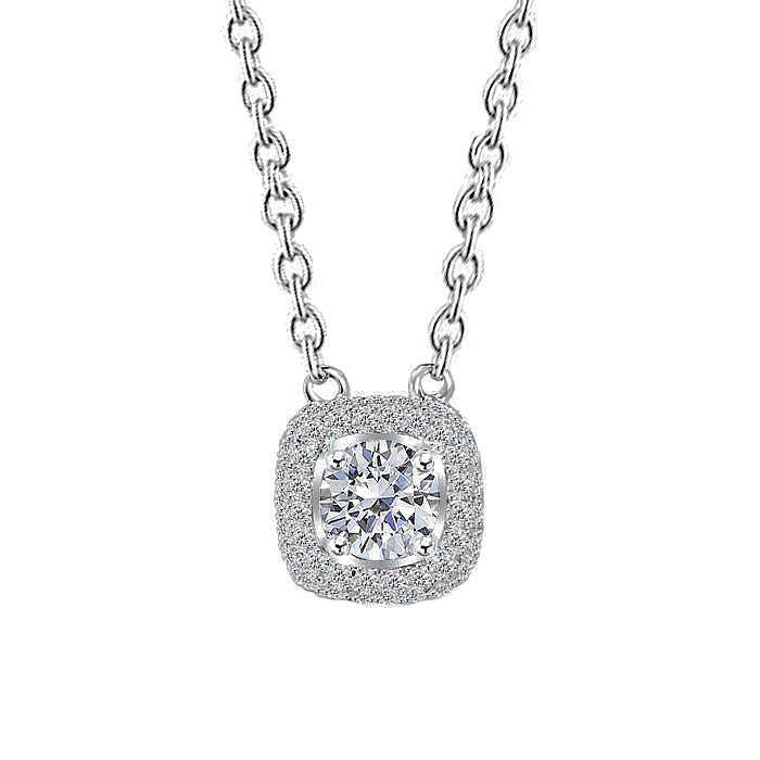 Round Brilliant Cut Real Diamond Pendant Necklace 1.50 Carat White Gold 14K