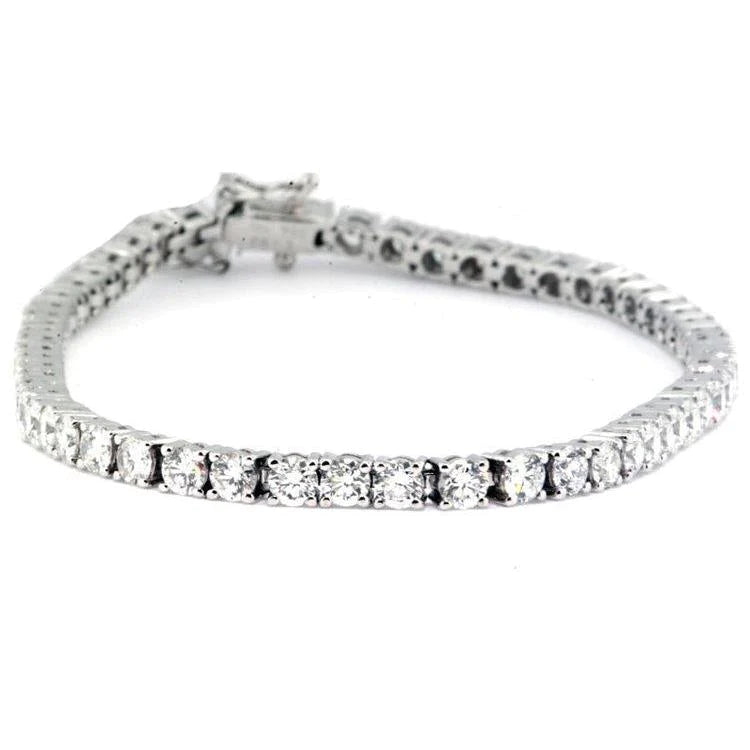 Round Brilliant Cut Real Diamond Tennis Bracelet White Gold 14K 6.60 Ct