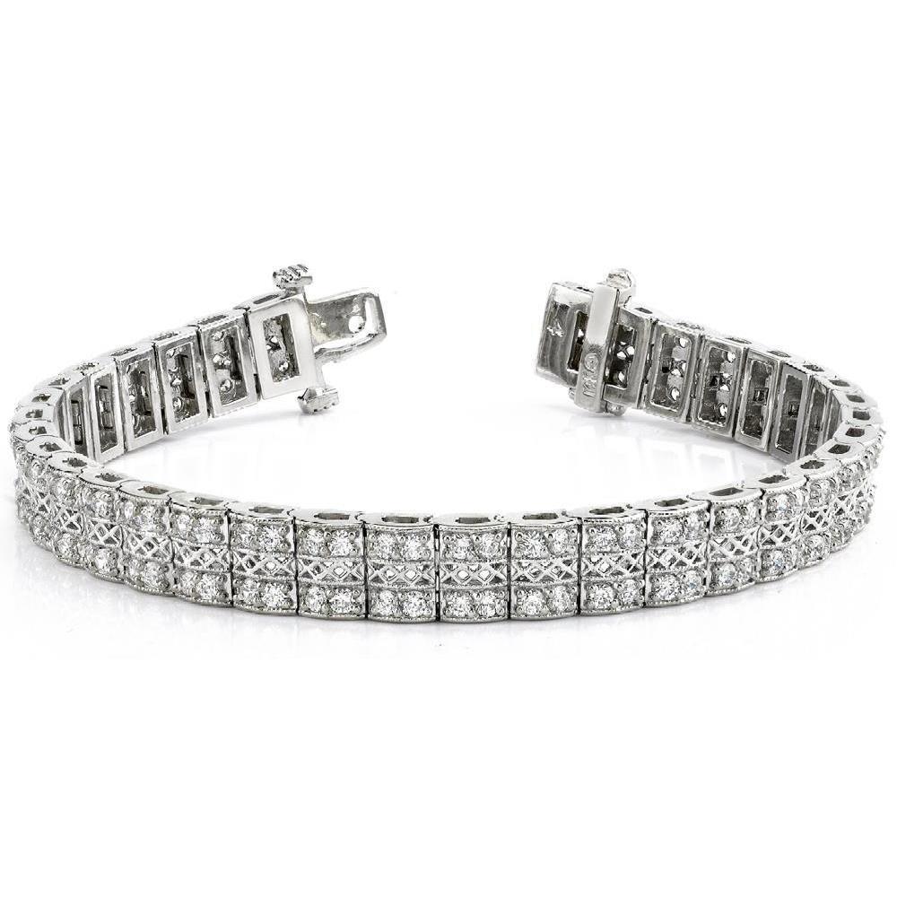 Round Brilliant Cut Real Diamond Tennis Bracelet White Gold 7.20 Carats