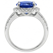 Round Brilliant Cut & Sri Lanka Sapphire 4.15 Ct. Natural Earth Mined DIAMOND ( NOT LAB GROWN ) Ring WG 14K