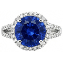 Round Brilliant Cut & Sri Lanka Sapphire 4.15 Ct. Natural Earth Mined DIAMOND ( NOT LAB GROWN ) Ring WG 14K