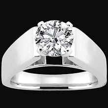 Round Brilliant Euro Shank Genuine Diamond Solitaire Ring White Gold