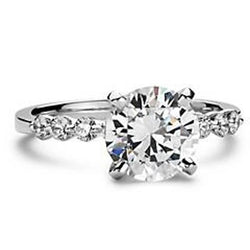 Round Brilliant Real Diamond Ring Solitaire With Accents 1.96 Carats