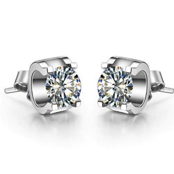 Round Brilliant Real Diamond Stud Earring 1.90 Ct. White Gold Lady Jewelry