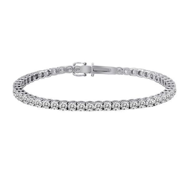 Round Brilliant Real Diamond Tennis Bracelet 5 Carats 14K White Gold