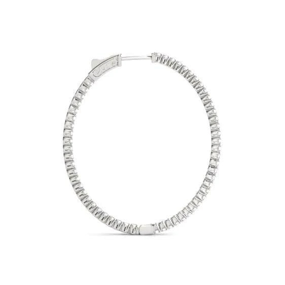 Round Brilliant Real Diamonds Hoop Earrings 1.75 Ct. F Vvs1 Diamond Earring