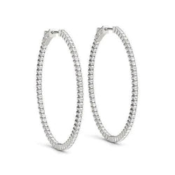 Round Brilliant Real Diamonds Hoop Earrings 1.75 Ct. F Vvs1 Diamond Earring