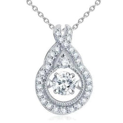 Round Brilliant Shaped Real Diamond Pendant Necklace 2.85 Carat WG 14K