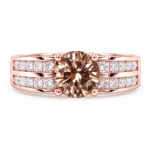 Round Brown Champagne Natural Earth Mined DIAMOND ( NOT LAB GROWN ) Gemstone Ring 2.5 Carat Rose Gold 14K