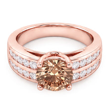 Round Brown Champagne Natural Earth Mined DIAMOND ( NOT LAB GROWN ) Gemstone Ring 2.5 Carat Rose Gold 14K