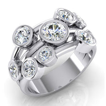 Round Bubble Natural Diamond Ring 2.10 Carats 6mm Wide Bezel Set