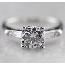 Round Center Real Natural Earth Mined Diamond Three Stone Ring 1.60 Carats White Gold 14K