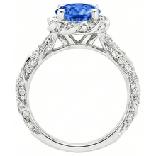 Round Ceylon Sapphire Gem Stone Natural Earth Mined DIAMOND ( NOT LAB GROWN ) Ring White Gold 14K 2.15 Ct.